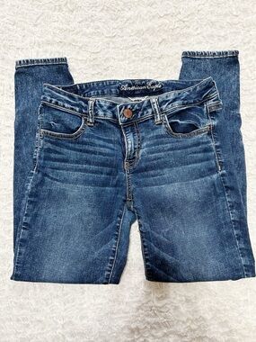 American Eagle Jeggings 10 Zippered Ankle Skinny 90's Classic